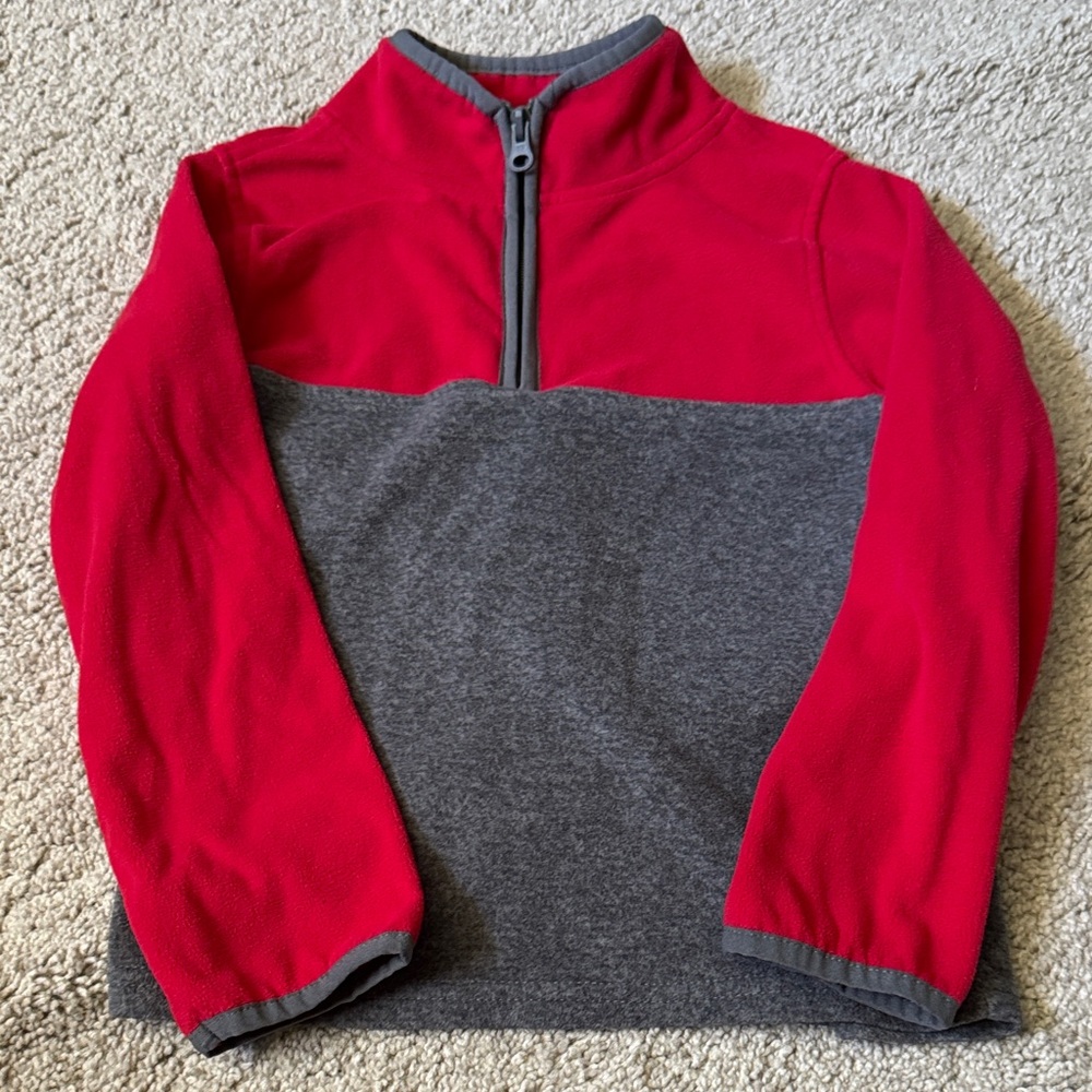 OshKosh B'gosh Red and Gray Quarter-Zip Pullover
